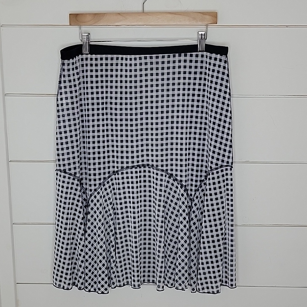 Studio JPR large navy blue & white gingham midi skirt (inside out look)